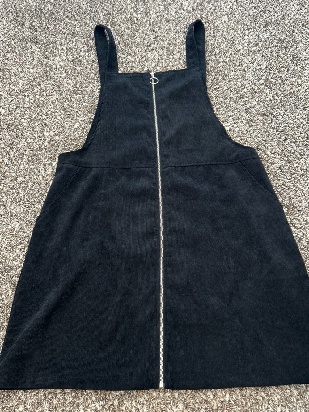 Black Zip-Front Pinafore Dress